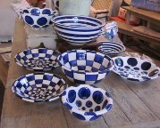 Fun blue and white pottery