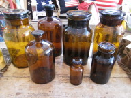 Click to enlarge Amber apothecary jars