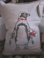 Embroidered Penguin Pillow